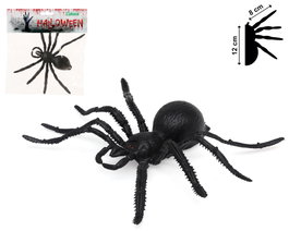 atosa Araignée plastique noire avec yeux rouges et pattes mobiles 12 cm