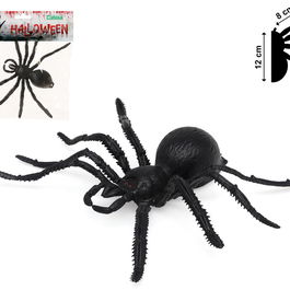 Araignée de Décoration en Plastique Noire avec Yeux Rouges et Pattes Articulées - 12 cm pour Halloween et Soirées à Thème