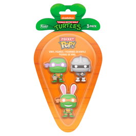 FUNKO Blister 3 figurines Carrot Pocket POP Tortues Ninja Donatello, Shredder et Michelangelo Pâques