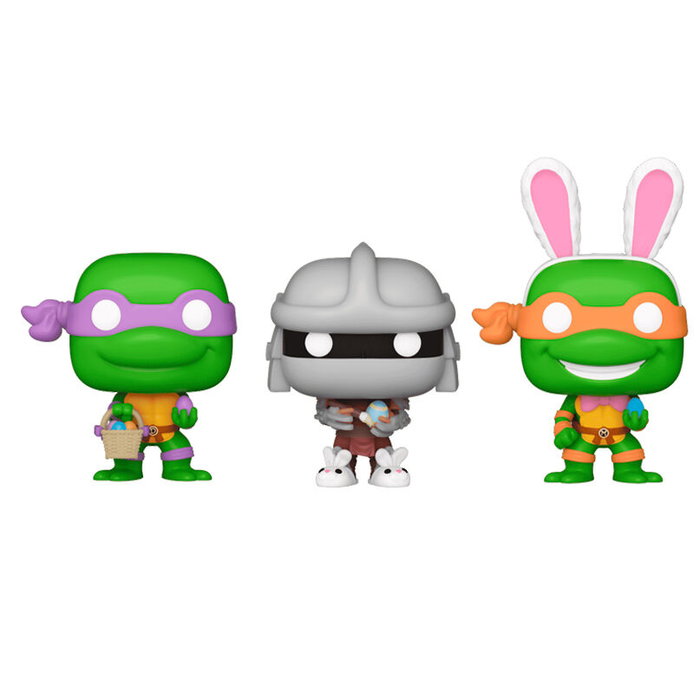 FUNKO Blister 3 figurines Carrot Pocket POP Tortues Ninja Donatello, Shredder et Michelangelo Pâques