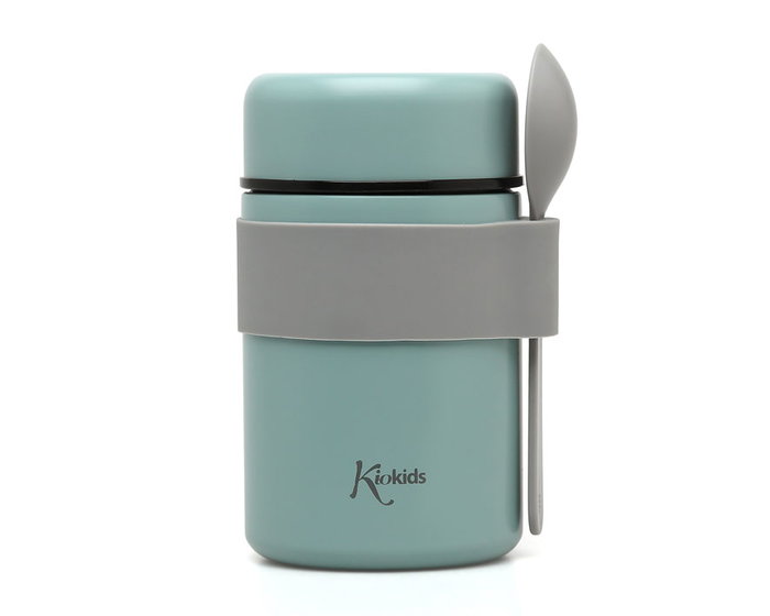 KioKids Termo Papillero Petit Sauvage Thermo bébé 500 mL Acier inoxidable avec cuillère attachée, maintient température 12h, pour enfants +0 mois, couleur Sage