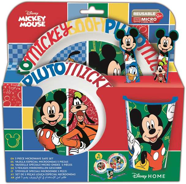 Stor Set Micro Kids 5 pièces Mickey Has Fun – Assiette, bol, verre 260 ml et couverts pour enfants dès 18 mois Stor Set Micro Kids 5 pièces Mickey Has Fun – Assiette, bol, verre 260 ml et couverts pour enfants dès 18 mois
