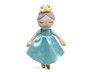 KioKids Peluche Princesse Bleue, Figurine Douce Habillée de Satin avec Ornements Dorés pour Enfants +10 Mois, 40 cm