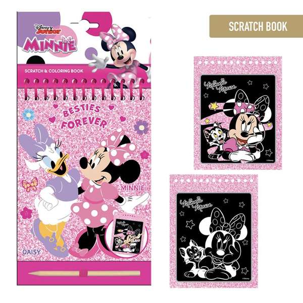 Cerdá - Set papeterie 'Scratch Book' avec motif Minnie - 14.0 x 20.5 x 1.0 cm - Carnet à gratter pour enfant - Dès 3 ans