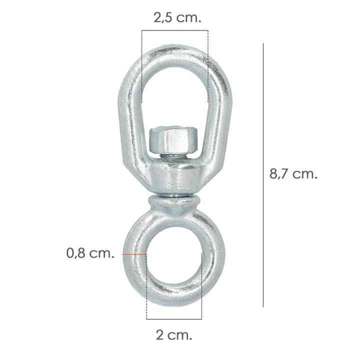 WOLFPACK LINEA PROFESIONAL Manille rotative simple acier 8 mm