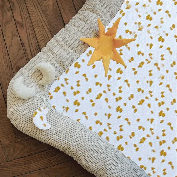 Domiva Tapis d'éveil et d'activités safari pour bébé, 100x100 cm, Beige, Espace de jeu sensoriel