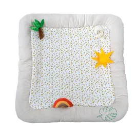 Domiva Tapis d'éveil et d'activités safari pour bébé, 100x100 cm, Beige, Espace de jeu sensoriel