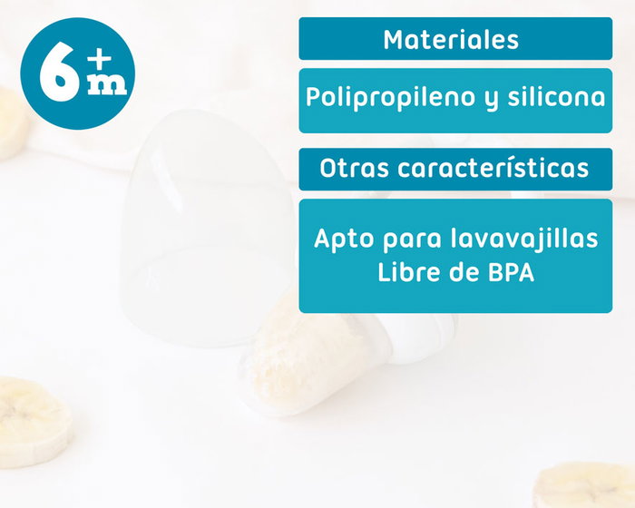 KioKids Alimentateur anti-étouffement gris Dolci Amici - Réseau de transition alimentaire en silicone pour bébé dès 6 mois, pour fruits, légumes, autocollants