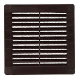 Edm Rejilla ventilación cuadrada con tapones y mosquitera 150x150x7mm abs marrón