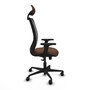 Chaise Zulema Synchro 3 positions tissu Marron foncé Maille Noir Base en nylon noir Accoudoir 2D Appui-tête Roulettes 65mm nylon