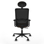 Chaise Zulema Synchro 3 positions tissu Marron foncé Maille Noir Base en nylon noir Accoudoir 2D Appui-tête Roulettes 65mm nylon