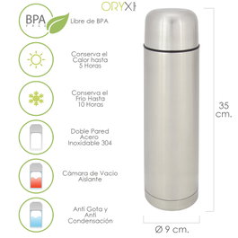 ORYX Termos Liquides en Acier Inoxidable 1 Litre