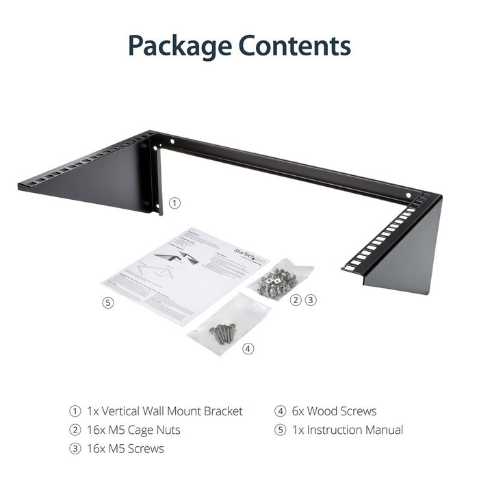 Support Startech RK619WALLV Noir Acier Support Startech RK619WALLV Noir Acier