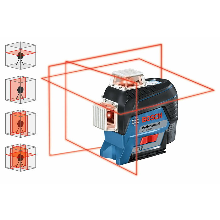 Bosch Professional GLL 3-80 C - Niveau Laser 3 Lignes 360°, Bluetooth, 120 m