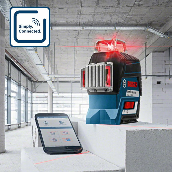 Bosch Professional GLL 3-80 C - Niveau Laser 3 Lignes 360°, Bluetooth, 120 m