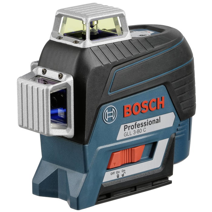 Bosch Professional GLL 3-80 C Niveau Laser 3 Lignes 360°, Bluetooth, 120 m, Noir et bleu