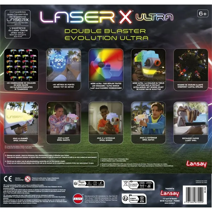LANSAY Laser X Double Blaster Evolution Ultra - Jeu de tir laser avec portée de plus de 90 mètres - Pour enfants dès 6 ans - Référence 87552