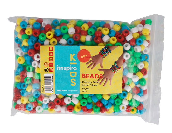 Innspiro Perles en Plastique Éco Multicolores Opaques 9mm x 1000u. approx. Bag