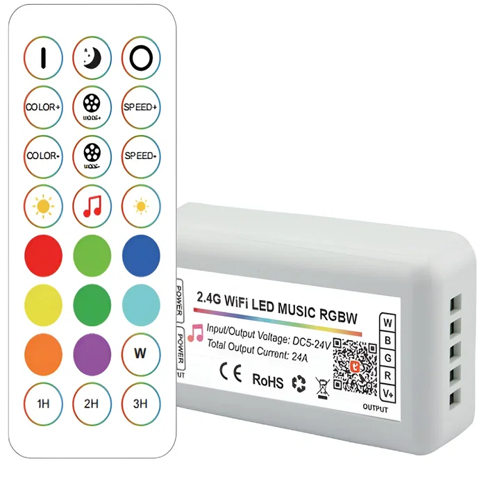 Tuya Contrôleur LED Wifi 2.4G RF RGBW 24 Touches HLP-YS-WiFi-RF24-04 Tuya Contrôleur LED Wifi 2.4G RF RGBW 24 Touches HLP-YS-WiFi-RF24-04