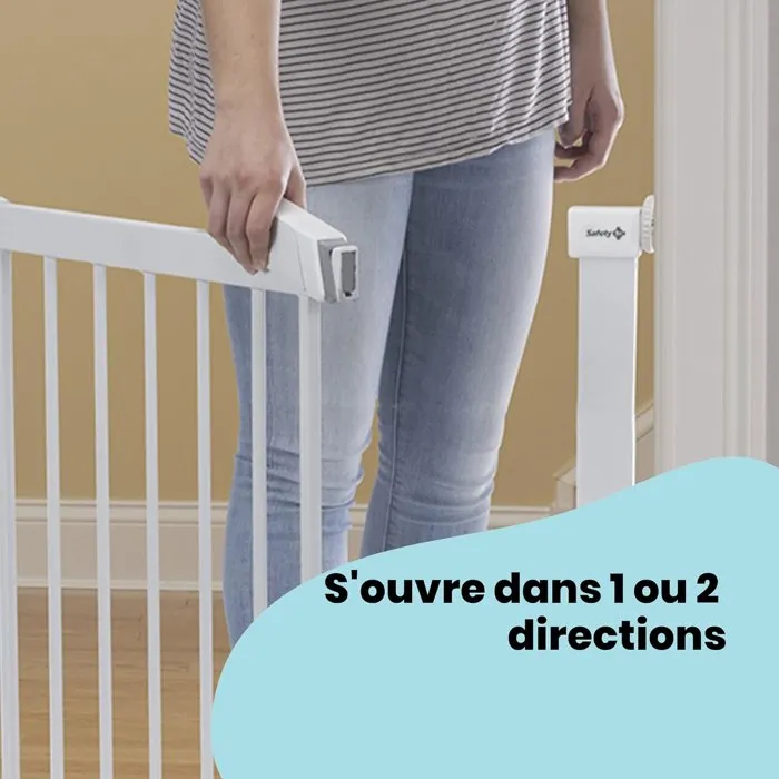 Safety 1st Barrière de Sécurité Flat Step, Blanc, Métal, Réglable 73-80 cm, Technologie SecurTech, Installation sans Vis