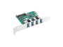Lanberg PCE-US3-004 Carte PCIe X1 avec 4 Ports USB 3.2, Format Full-Height/Low-Profile, Vert