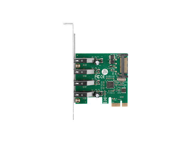 Lanberg PCE-US3-004 Carte PCIe X1 avec 4 Ports USB 3.2, Format Full-Height/Low-Profile, Vert