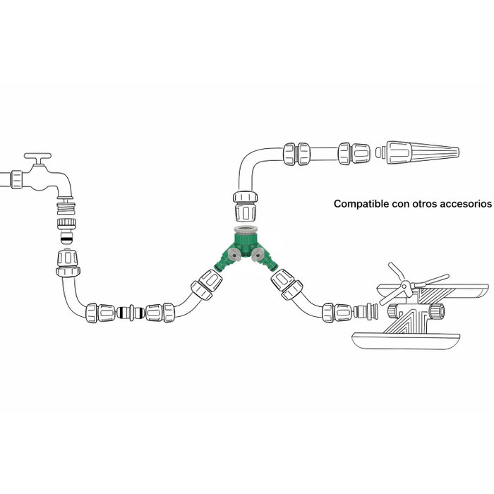 SATURNIA Raccord tuyau plastique 3/4 - 1'' femelle en Y SATURNIA Raccord tuyau plastique 3/4 - 1'' femelle en Y