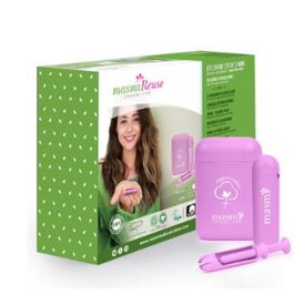 Masmi Aplicador Reutilizable + Tampon Regular 8U-Super 8 - Applicateur réutilisable pour tampons Cottonlock en coton biologique - Boîte avec 16 tampons (Regular et Super)