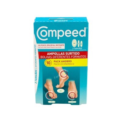 Compeed Pansements anti-ampoules assortis 3 tailles, 10 unités Compeed Pansements anti-ampoules assortis 3 tailles, 10 unités