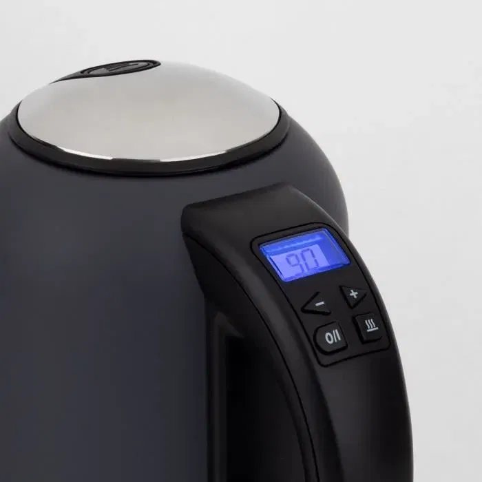 H.KoeNIG Boe52 Bouilloire programmable sans fil 1,7 L - Température réglable 40 a 110°C avec écran LCD et maintien au chaud - Gris mat