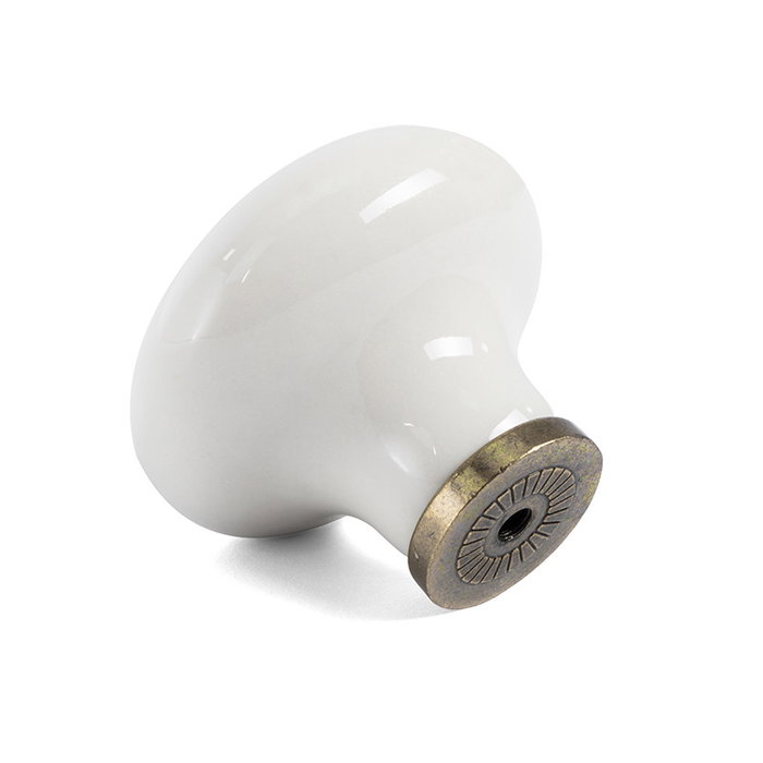 GIUSTI Tirador Y Pomo Porcelana Modelo Bambú - Poignée de porte en porcelaine modèle Bambou, finition ivory/bronze avec écartement 42 mm