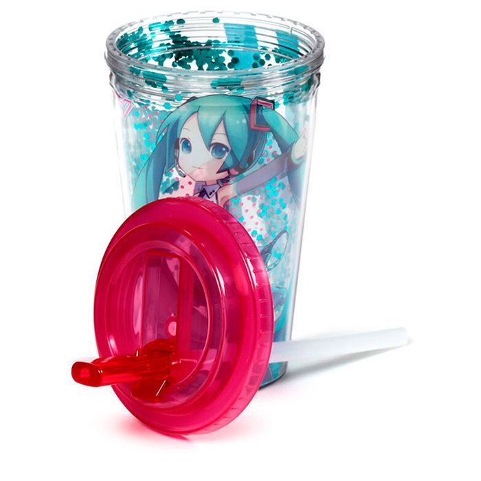 PUCKATOR Vaso Hatsune Miku 500ml Réutilisable et Isotherme avec Paille, Double Paroi, Sans BPA, Pour Boissons Froides PUCKATOR Vaso Hatsune Miku 500ml Réutilisable et Isotherme avec Paille, Double Paroi, Sans BPA, Pour Boissons Froides