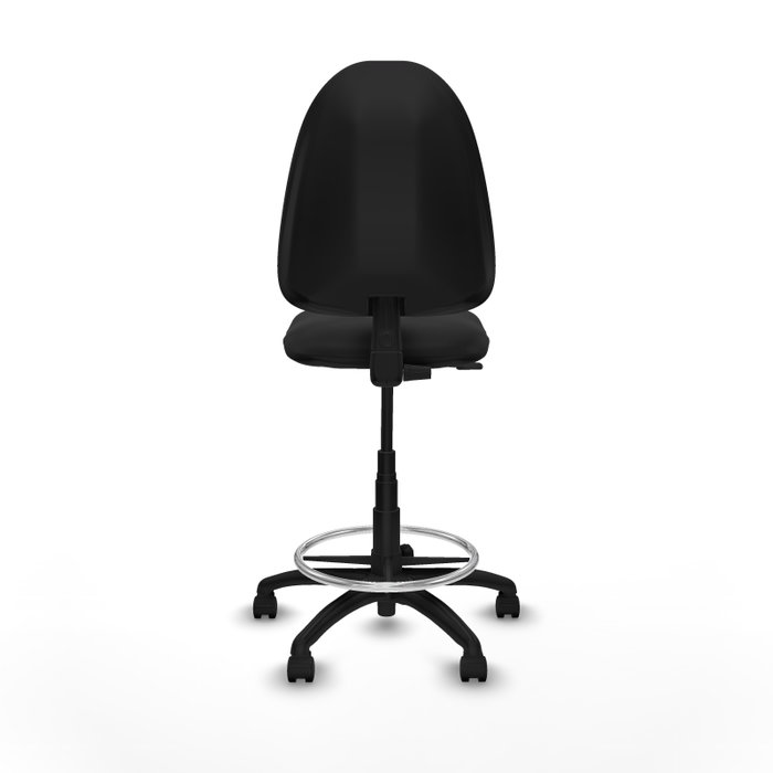 Tabouret Aýna taburete Contact permament de base Cuir écologique Noir Structure polyamide noire Sans accoudoirs Sans appui-tête Roulettes en nylon 50 mm