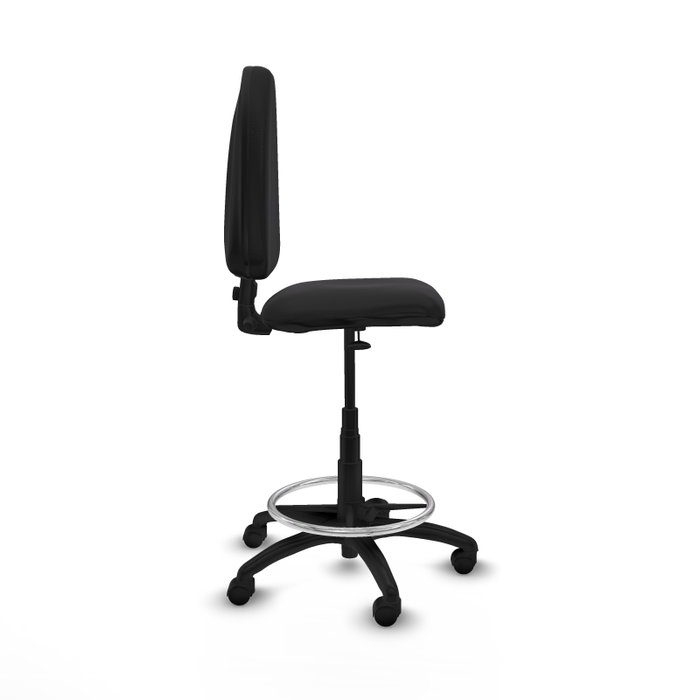 Tabouret Aýna taburete Contact permament de base Cuir écologique Noir Structure polyamide noire Sans accoudoirs Sans appui-tête Roulettes en nylon 50 mm