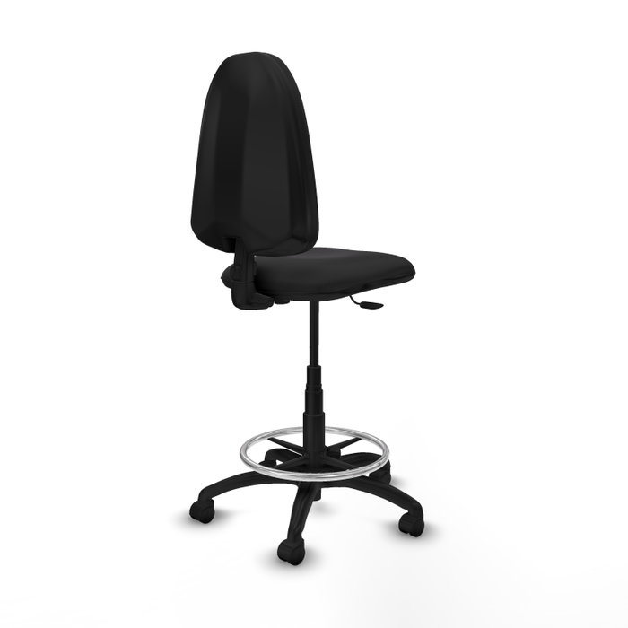 Tabouret Aýna taburete Contact permament de base Cuir écologique Noir Structure polyamide noire Sans accoudoirs Sans appui-tête Roulettes en nylon 50 mm