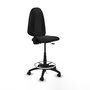 Tabouret Aýna taburete Contact permament de base Cuir écologique Noir Structure polyamide noire Sans accoudoirs Sans appui-tête Roulettes en nylon 50 mm