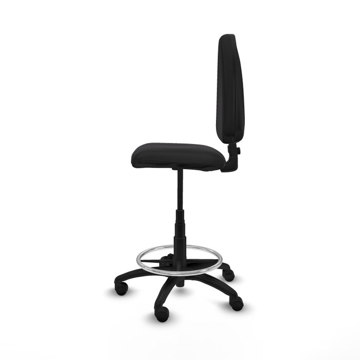 Tabouret Aýna taburete Contact permament de base Cuir écologique Noir Structure polyamide noire Sans accoudoirs Sans appui-tête Roulettes en nylon 50 mm