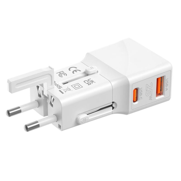 Mobile Adaptateur de voyage 25W EU/US/UK/AU Blanc