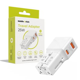 Mobile Adaptateur de voyage 25W EU/US/UK/AU Blanc