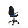 Chaise Algarra Contact permament de base Cuir écologique Bleu Structure polyamide noire Accoudoirs fixes Sans appui-tête Roulettes pour moquette