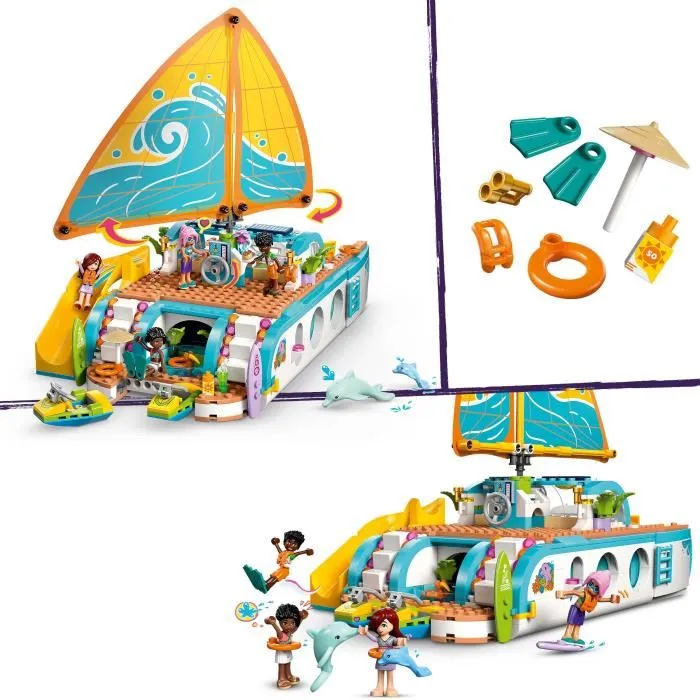 Lego Friends 42664 L'Aventure en Bateau - Jeu de Construction Créatif avec 4 Mini-Poupées et 2 Dauphins, pour Enfants dès 8 Ans Lego Friends 42664 L'Aventure en Bateau - Jeu de Construction Créatif avec 4 Mini-Poupées et 2 Dauphins, pour Enfants dès 8 Ans