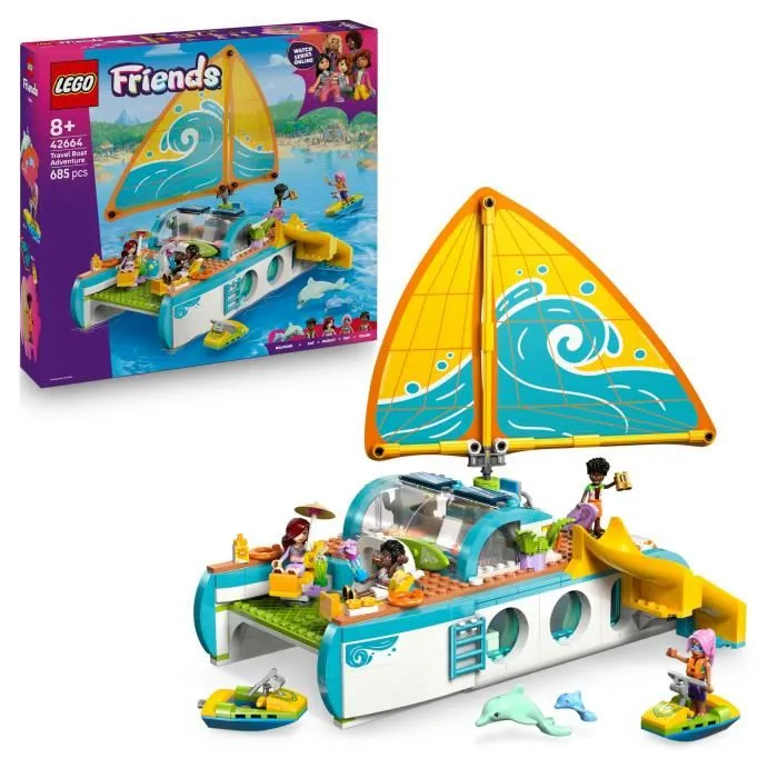 Lego Friends 42664 L'Aventure en Bateau - Jeu de Construction Créatif avec 4 Mini-Poupées et 2 Dauphins, pour Enfants dès 8 Ans Lego Friends 42664 L'Aventure en Bateau - Jeu de Construction Créatif avec 4 Mini-Poupées et 2 Dauphins, pour Enfants dès 8 Ans