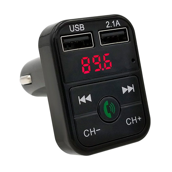 NK Transmetteur FM Bluetooth Voiture Camion 12-24V Mains Libres avec Micro Intégré et Chargeur USB 2.4A