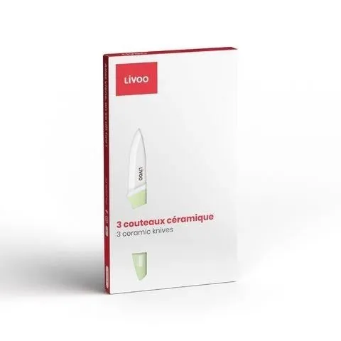 Livoo MEC137 Bloc de 3 couteaux en céramique - Lames 7.5 cm, 10 cm, 12.5 cm - Compatible lave-vaisselle