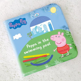 DEQUBE Livre de bain Peppa Pig - Un jour à la piscine - Livre illustré pour enfants à partir de 12 mois - Langues : anglais, français, allemand, italien, portugais, espagnol