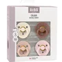 Bibs Sucette bébé Ivory Blush Woodchuck Blossom, embout rond, pack de 4