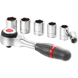 Facom R.360PACKPB Coffret de cliquet 1/4" avec 6 douilles 6 pans - Cliquet radio 5° - Tailles de 8 à 14 mm - Outillage mécanique et bricolage