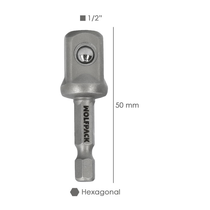 WOLFPACK LINEA PROFESIONAL Adaptateur pour clés à douilles 1/2 pouces 50 mm WOLFPACK LINEA PROFESIONAL Adaptateur pour clés à douilles 1/2 pouces 50 mm