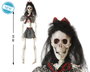 BigBuy Home Squelette Mariée avec Nœud Rouge et Jupe à Rayures 40 cm