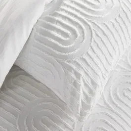 Today - Parure de lit Essential effet tufté graphique blanc - 220x240 cm - Housse de couette et 2 taies d'oreiller - 100% Polyester - Pour lit 2 personnes